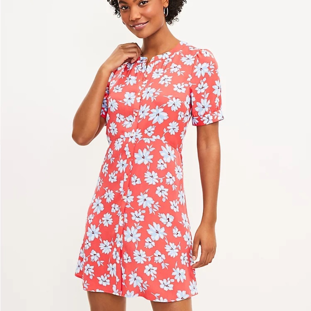 LOFT Floral Flare Shirtdress